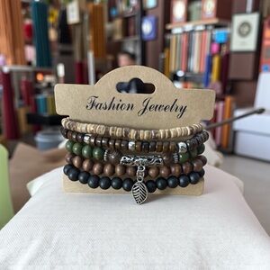 Fashion Jewelry Multicolor Beaded Bracelets with leaf charm